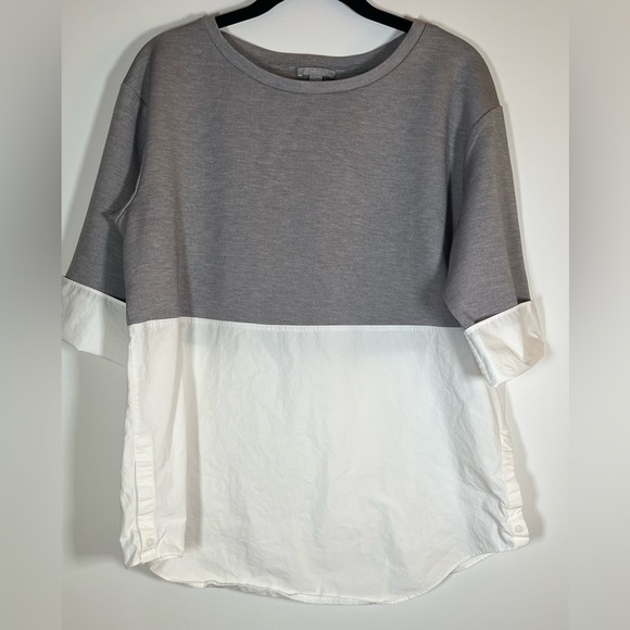 COS oatmeal tunic top underlay white poplin shirt sz S Scandinavian minimalist - Picture 1 of 7